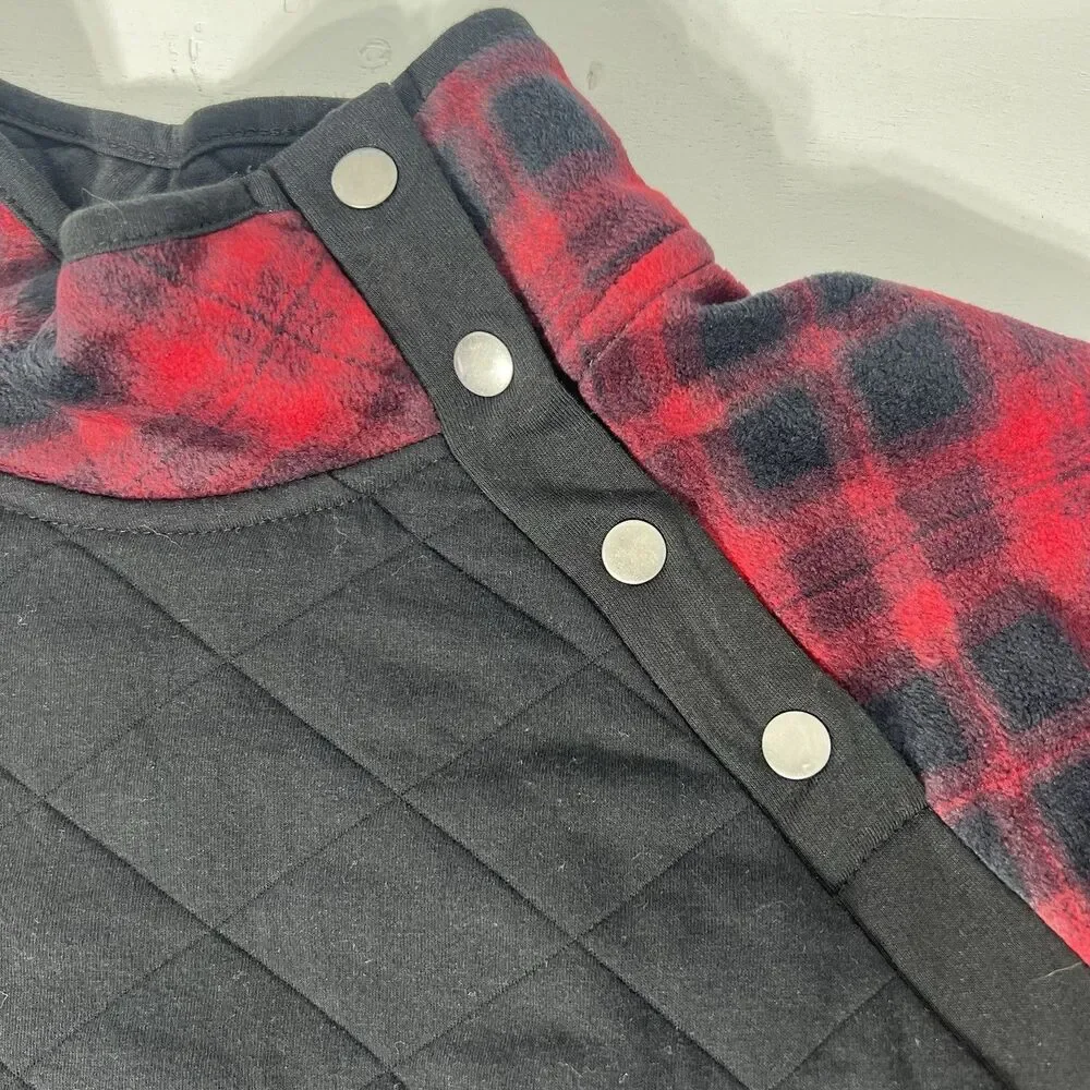 Maurices Sweater Womens XL Red Plaid Fleece Quilted Pullover Holiday Winter Farm - Picture 4 of 13